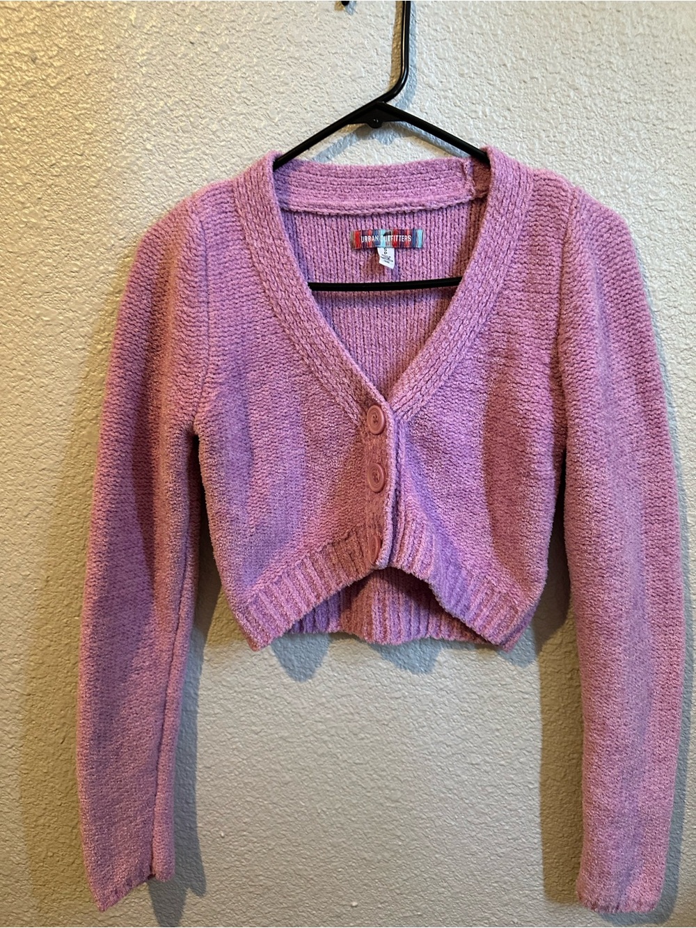 Urban Outfitters Lilac Cropped V-Neck Button Sweater